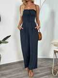 Smocked Tube Wide Leg Jumpsuit — Livostyle
