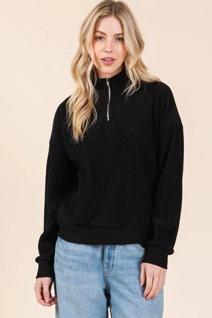 Stylish Quarter-Zip Sweatshirt with Pockets | Long Sleeve — Livostyle