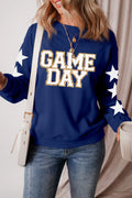 GAME DAY Star Round Neck Long Sleeve Sweatshirt — Livostyle