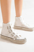 Edgy Multi-Buckle Studded Platform Sneakers for Ultimate Street Style — Livostyle