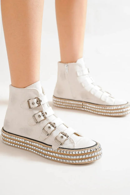Edgy Multi-Buckle Studded Platform Sneakers for Ultimate Street Style — Livostyle