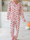 Halloween Ghost Print Button Up Top and Pants Lounge Set — Livostyle