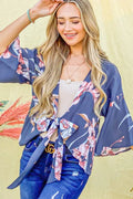 Chic Floral Print Front Tie Knot Top for Casual Style — Livostyle