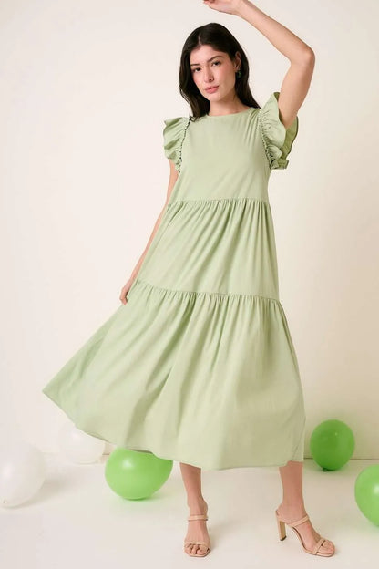 Ruffle Short Sleeve Tiered Maxi Dress — Livostyle