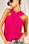 Stylish Rib Knit Cross Neck Top with Banded Hem — Livostyle