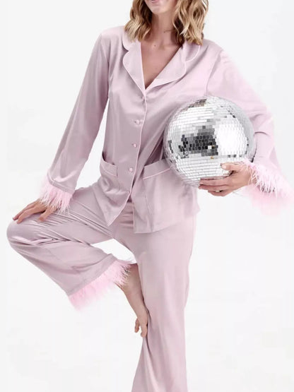 Silky Button Up Top and Pants Lounge Set — Livostyle