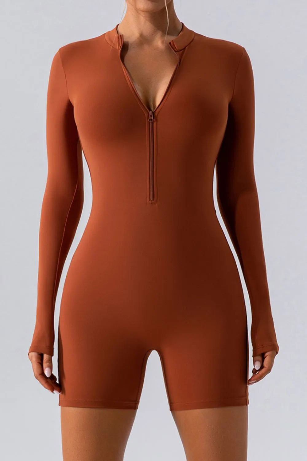 Half Zip Long Sleeve Active Romper — Livostyle