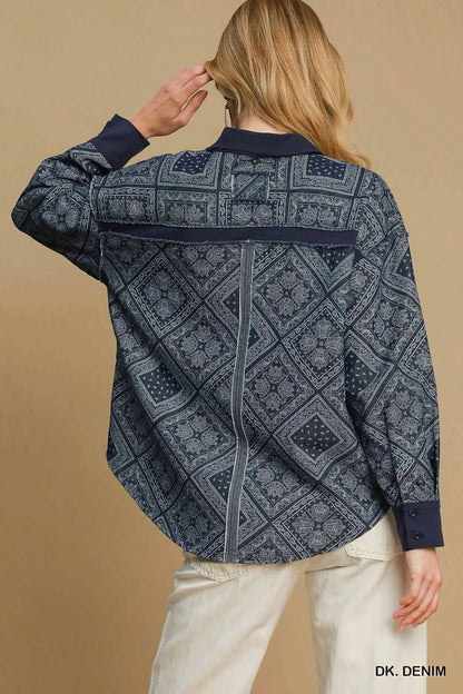 Paisley Print Denim Shirt Jacket styling — Livostyle