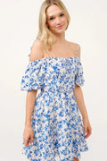 Elegant Off-Shoulder Bubble Sleeve Dress with Ruffled Detailing — Livostyle