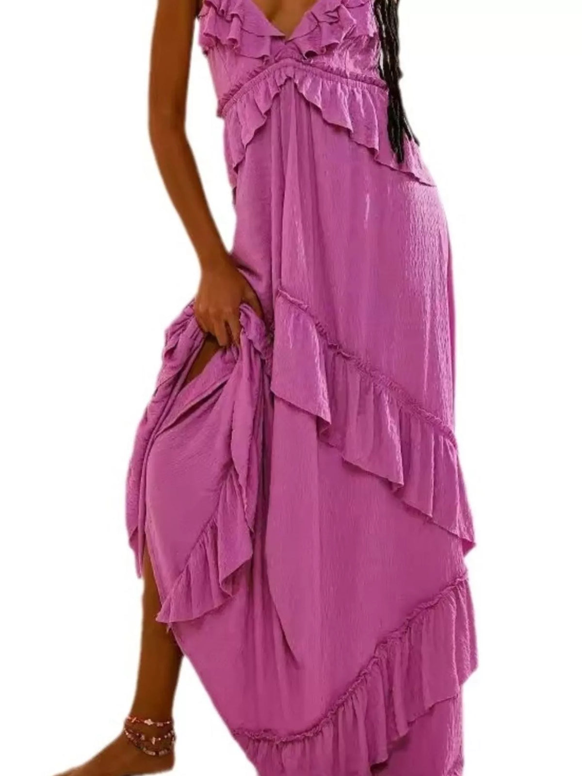 Ruffled Halter Neck Tie Maxi Dress – photo 20