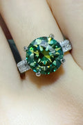 5 Carat Moissanite 925 Sterling Silver Ring — Round Green Cocktail — Livostyle