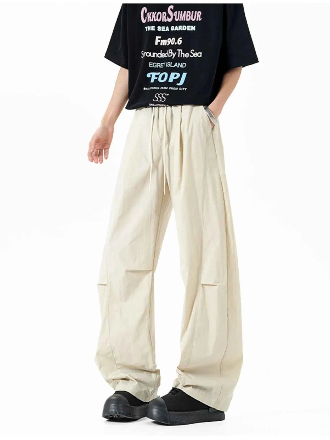 Men's Elastic Waist Wide Leg Pants