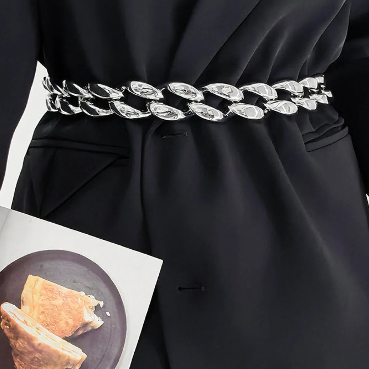 1.2 Width Acrylic Curb Chain Belt — square view — Livostyle