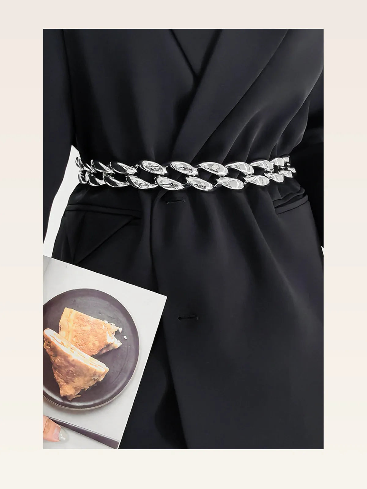 1.2 Width Acrylic Curb Chain Belt — styled showcase — Livostyle
