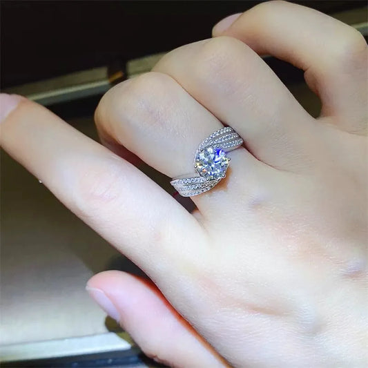 1 Carat Moissanite 925 Sterling Silver Ring — Minimalist Sol — square view — Livostyle