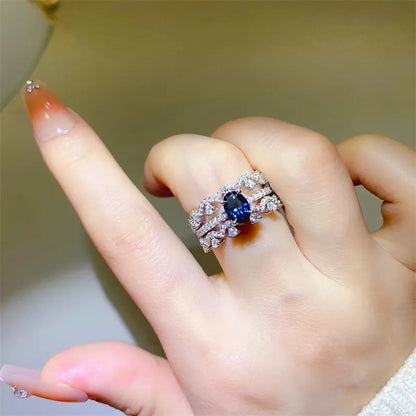 1 Carat Moissanite 925 Sterling Silver Ring — Sapphire Geome — square view — Livostyle