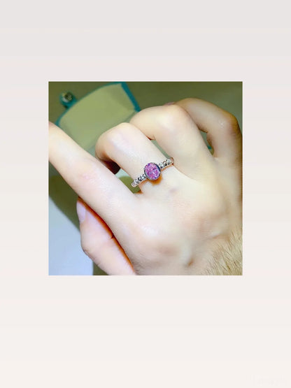 1 Carat Moissanite 925 Sterling Silver Ring — Oval Pink — styled showcase — Livostyle