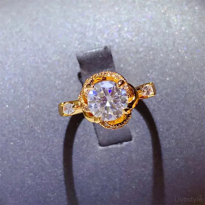 1 Carat Moissanite Zircon 925 Sterling Silver Ring — square view — Livostyle