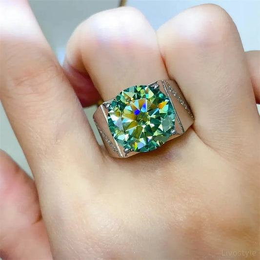 10 Carat Moissanite 925 Sterling Silver Signet Ring — square view — Livostyle