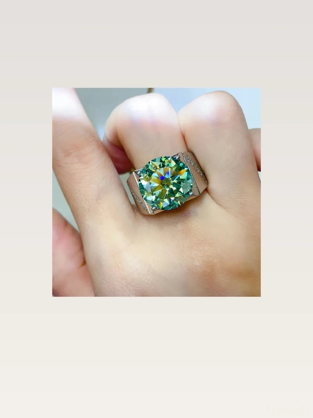 10 Carat Moissanite 925 Sterling Silver Signet Ring — styled showcase — Livostyle