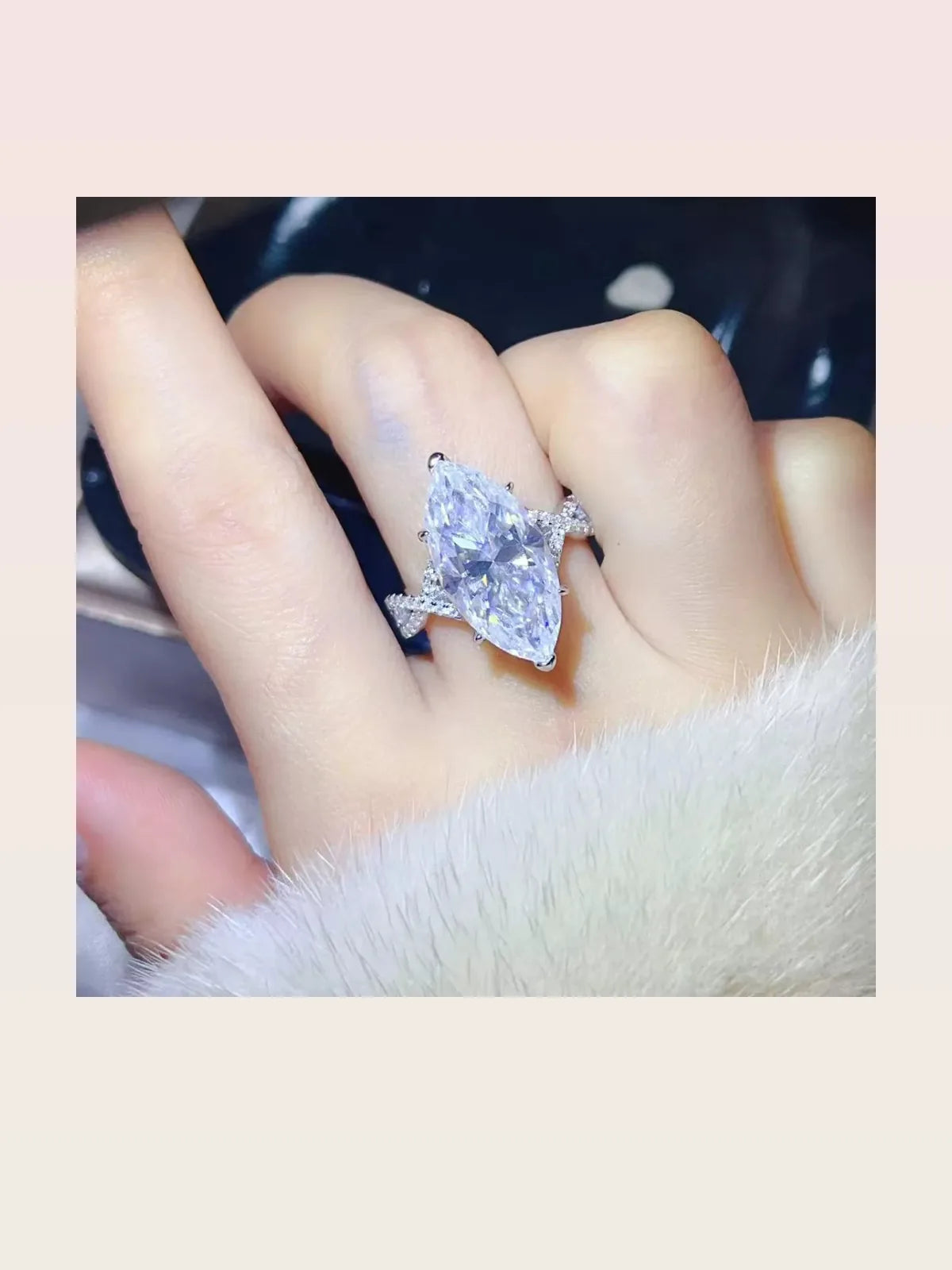 10 Carat Moissanite 925 Sterling Silver Ring — Marquise-Cut  — styled showcase — Livostyle