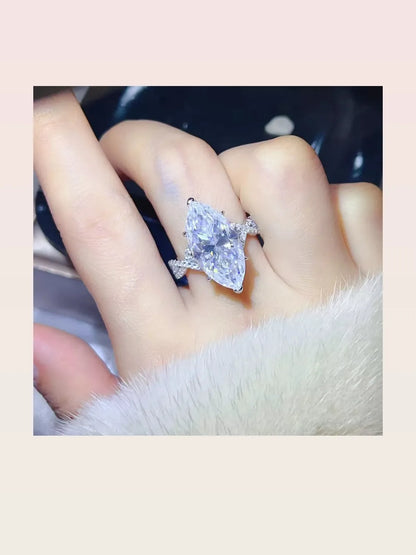 10 Carat Moissanite 925 Sterling Silver Ring — Marquise-Cut  — styled showcase — Livostyle