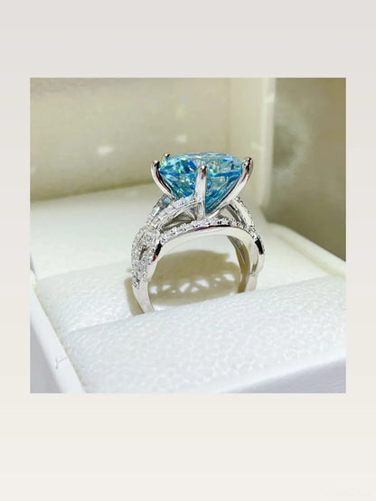 10 Carat Moissanite 925 Sterling Silver Ring — Blue Gemstone — styled showcase — Livostyle