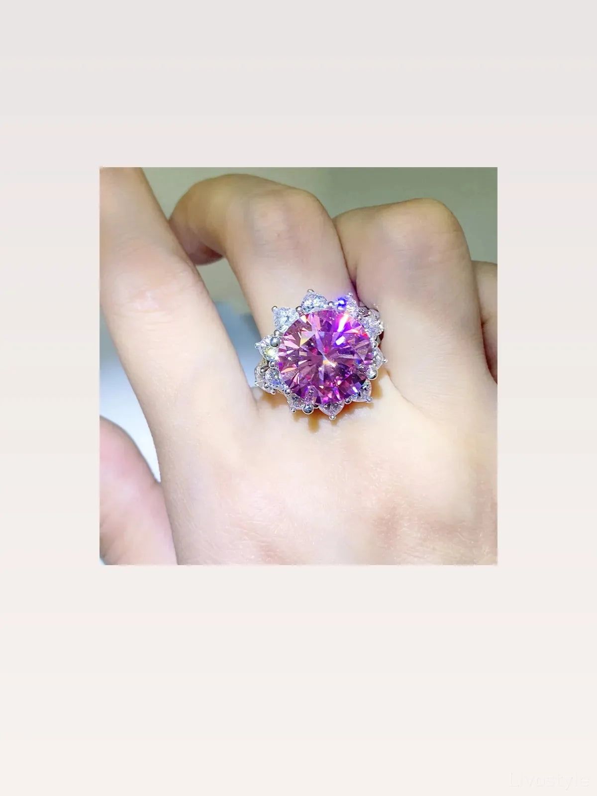 10 Carat Moissanite Zircon 925 Sterling Silver Ring — styled showcase — Livostyle