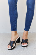 Cherish The Moments Contrast Platform Sandals in Black — Livostyle