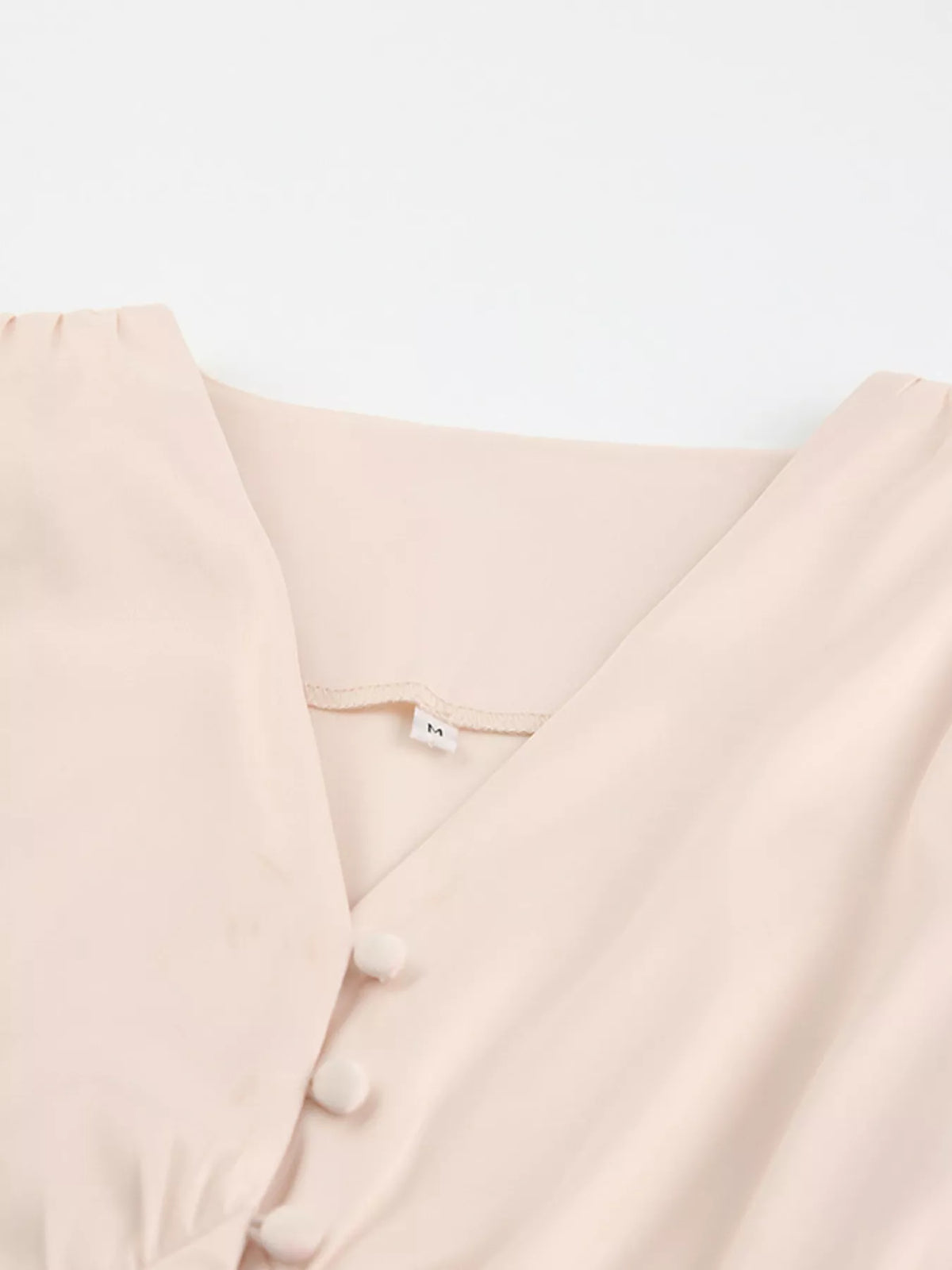 V-Neck Puff Sleeve Button-Down Midi Dress – photo 5