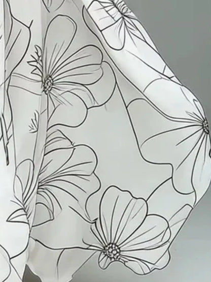 Halter Neck Printed Flowy Maxi Dress with Ruched Detail – photo 3