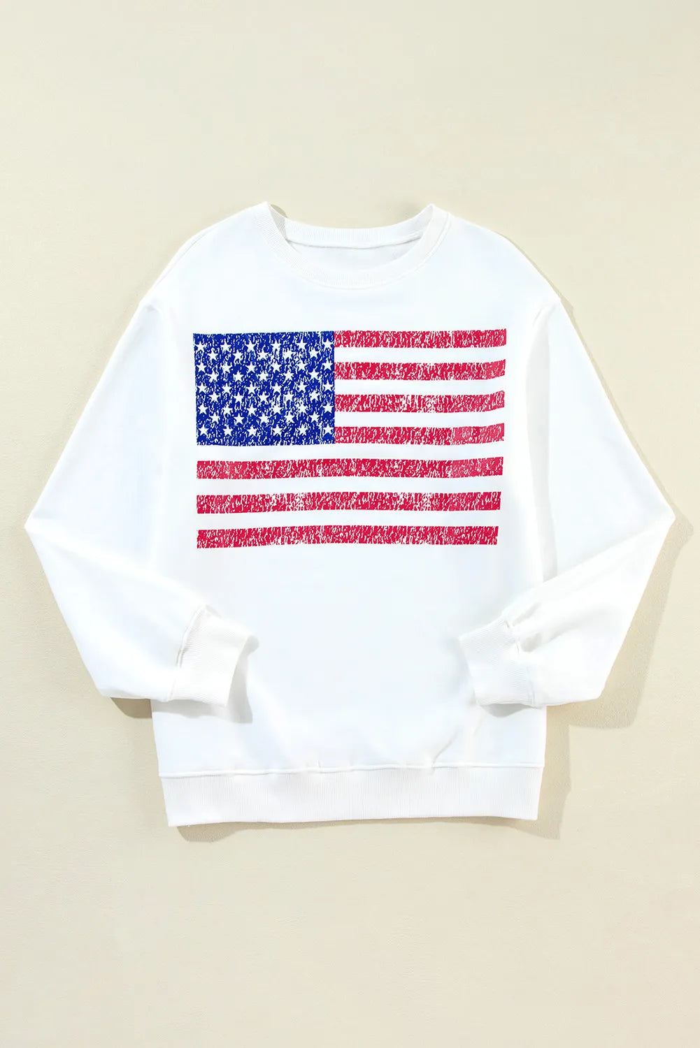 US Flag Round Neck Long Sleeve Sweatshirt back view — Livostyle