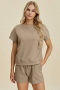 Texture Short Sleeve Top and Shorts Set — Livostyle