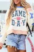 GAME DAY Star Patch Round Neck Long Sleeve Sweatshirt — Livostyle