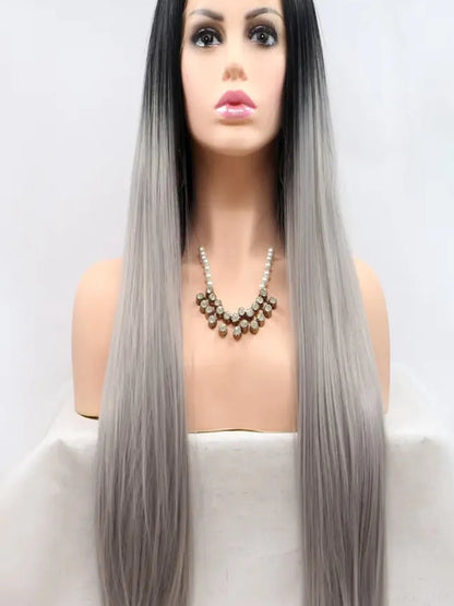 13*3 Lace Front Wigs Synthetic Long Straight 24 130% Density — detail view — Livostyle