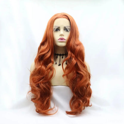 24 Lace Front Synthetic Wig in Ginger, Long Wavy — square view — Livostyle