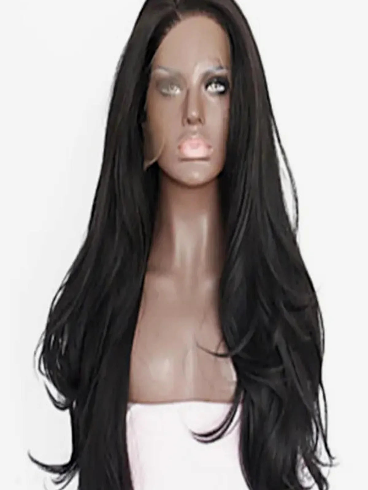 24 Lace Front Synthetic Wig in Black, Long Wavy — detail view — Livostyle