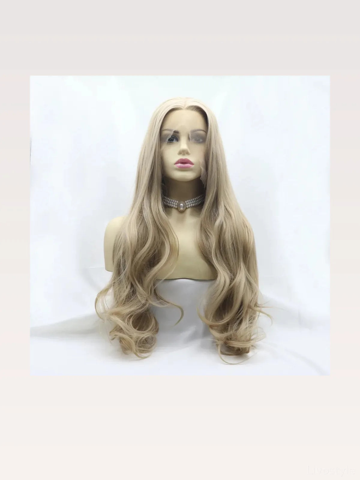 24 Lace Front Synthetic Wig in Ash Blonde, Long Wavy — styled showcase — Livostyle