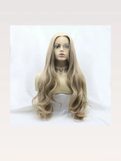 24 Lace Front Synthetic Wig in Ash Blonde, Long Wavy — styled showcase — Livostyle