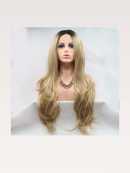 24 Lace Front Synthetic Wig in Honey Blonde, Long Wavy — styled showcase — Livostyle