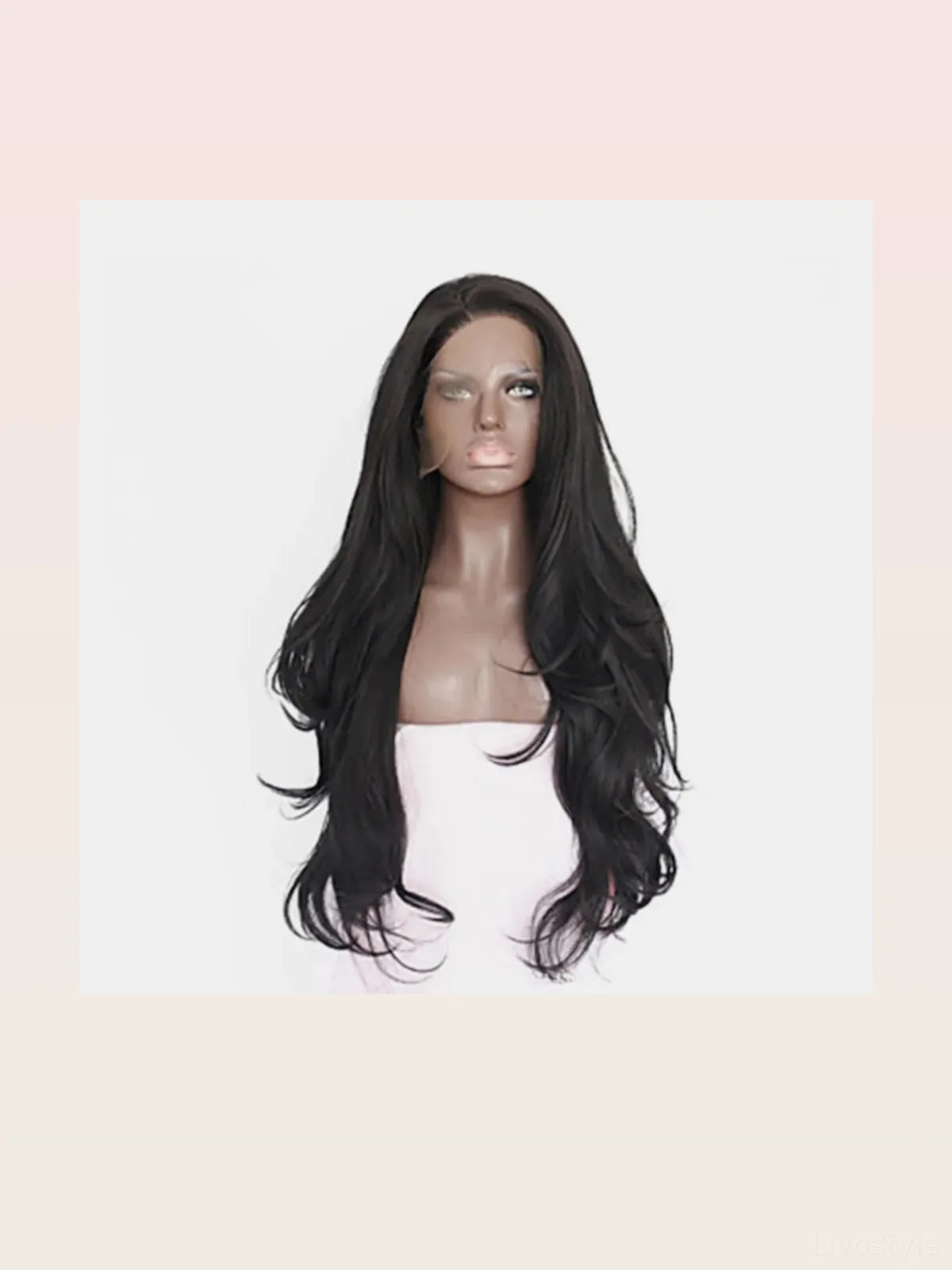 24 Lace Front Synthetic Wig in Black, Long Wavy — styled showcase — Livostyle