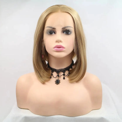 12 Lace Front Synthetic Wig in Blonde, Mid-Length Straight — square view — Livostyle