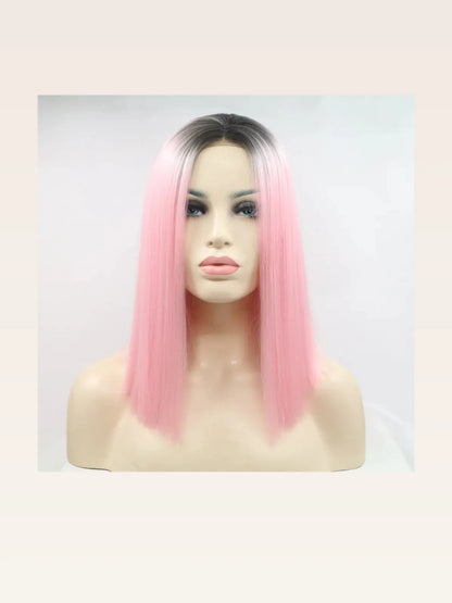 12 Lace Front Synthetic Wig in Pink Ombre, Mid-Length — styled showcase — Livostyle