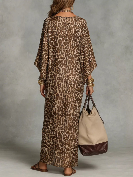 Twist-Front Leopard V-Neck Maxi Dress – photo 2
