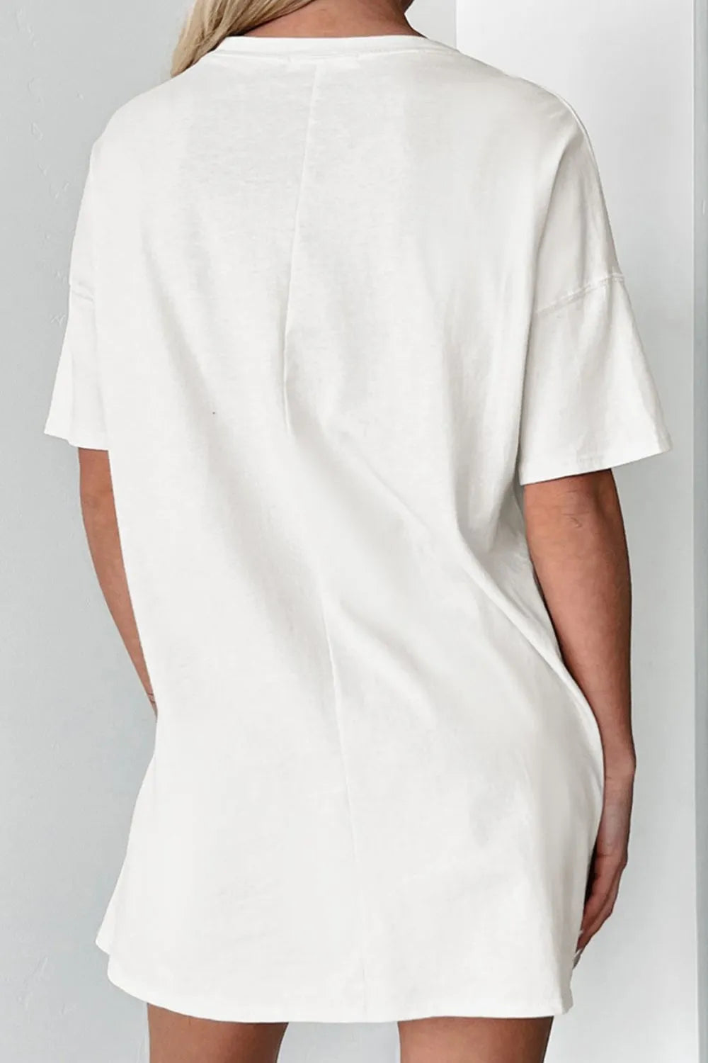 US Flag Star Round Neck Half Sleeve Oversize T-Shirt back view — Livostyle