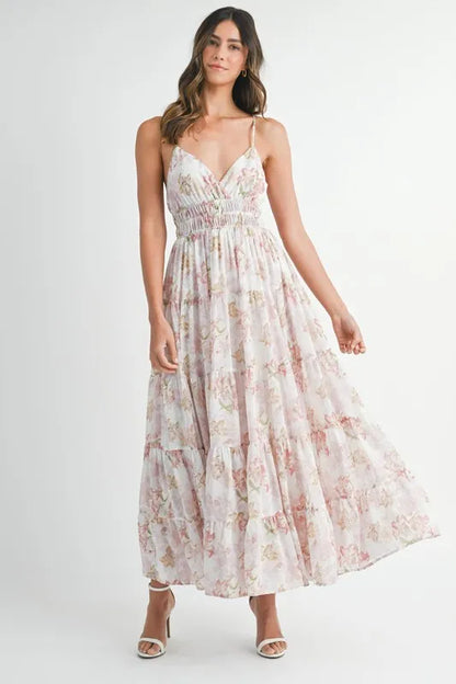 Floral Print Tiered Cami Maxi Dress — Livostyle