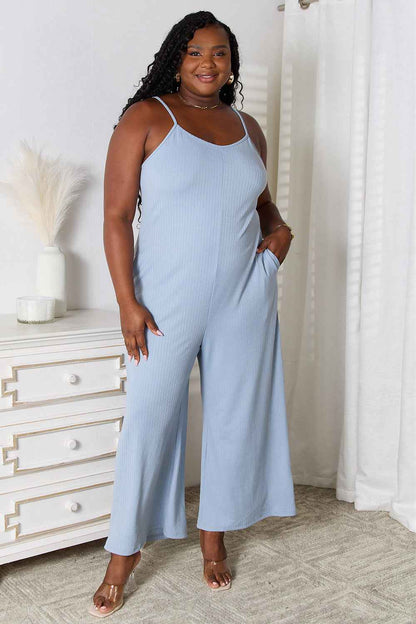 Spaghetti Strap V-Neck Jumpsuit — Livostyle