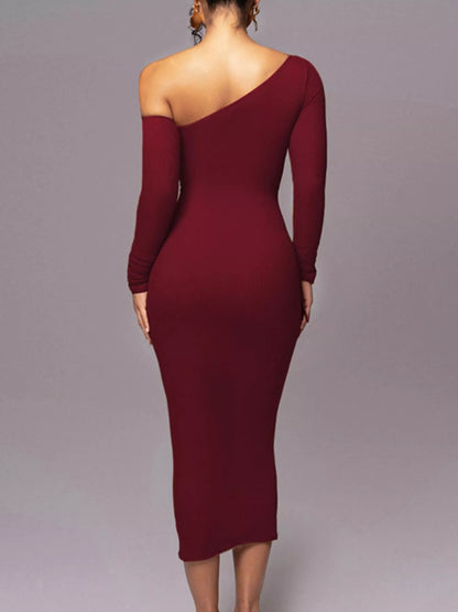 One-Shoulder Ruched Bodycon Midi Dress – photo 14