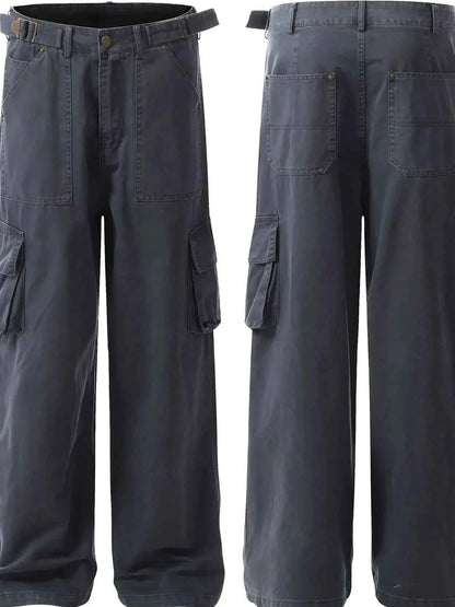 Men's Straight Cargo Pants with Multiple Pockets