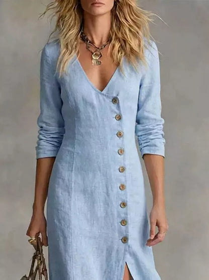 Slit Button-Down Midi Dress – photo 3